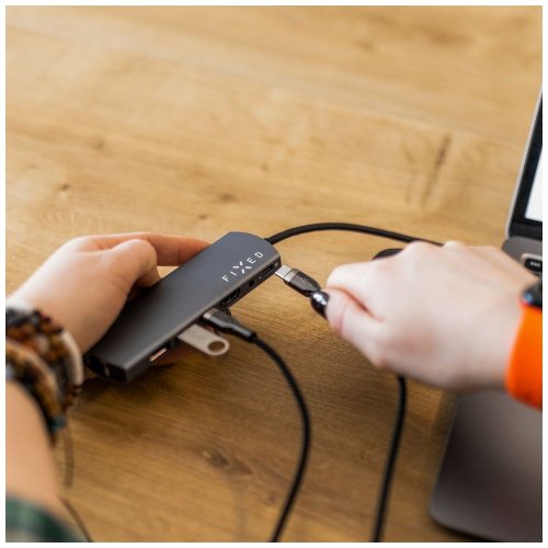 Nabíjecí a datový opletený kabel FIXED s konektory USB-C/USB-C a podporou PD, 1.2m, USB 2.0, 100W, černý