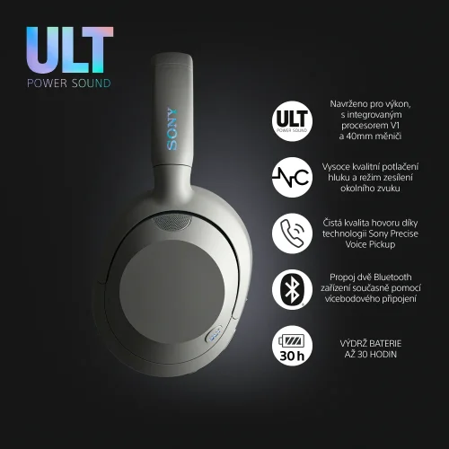 SONY ULT WEAR White - Bluetooth sluchátka s noise cancelling (WH-ULT900N)