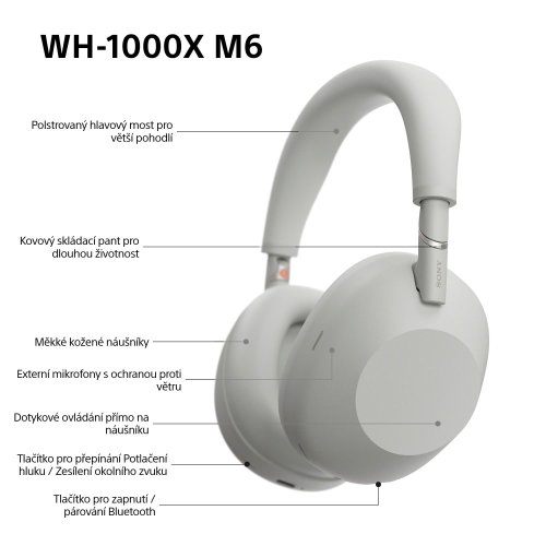SONY WH-1000XM6 Silver (Bluetooth sluchátka s noise cancelling)