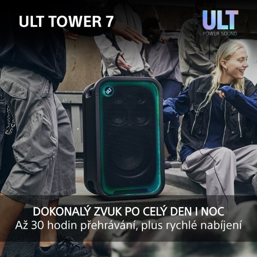 SONY ULT TOWER 7  - výkon 420W, výdrž baterie až 30h (SRSULT700) + SONY ULT MIC (Party, karaoke mikrofony - 2 kusy v balení)