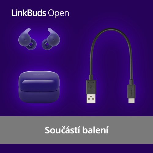 SONY LinkBuds Open Fialová - Bluetooth sluchátka (WF-L910V) - ROZBALENO