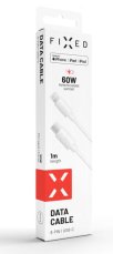 Datový a nabíjecí kabel FIXED s konektory USB-C/Lightning a podporou PD, 1 metr, MFI certifikace, bílý