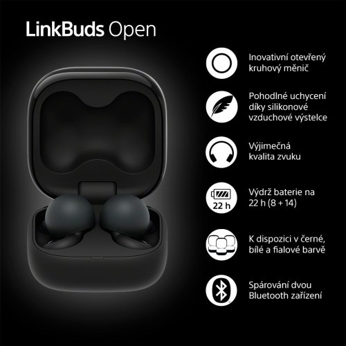 SONY LinkBuds Open Černá - Bluetooth sluchátka (WF-L910B) - ROZBALENO