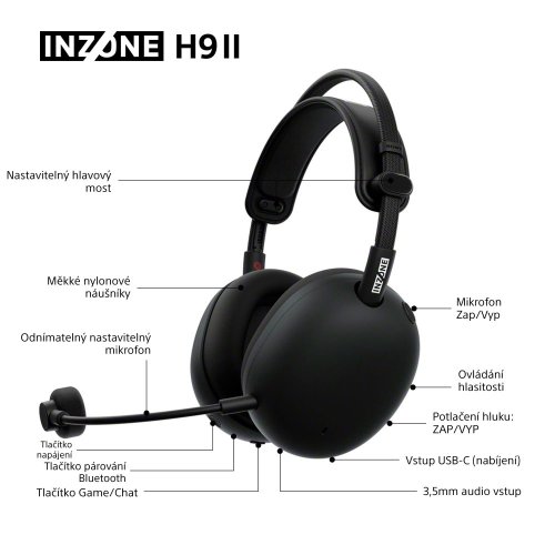 SONY INZONE H9 II Black - Gaming sluchátka (WH-G910NB)