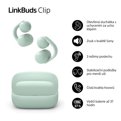 SONY LinkBuds Clip Zelená (WF-LC900G) - bezdrátová sluchátka