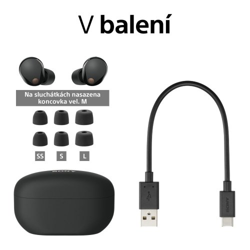 SONY WF-1000XM5 Black (Bluetooth sluchátka s noise cancelling)