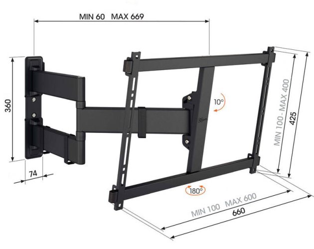 Vogel’s TVM 3843 (nástěnný držák pro TV); 50" - 100" max 55Kg