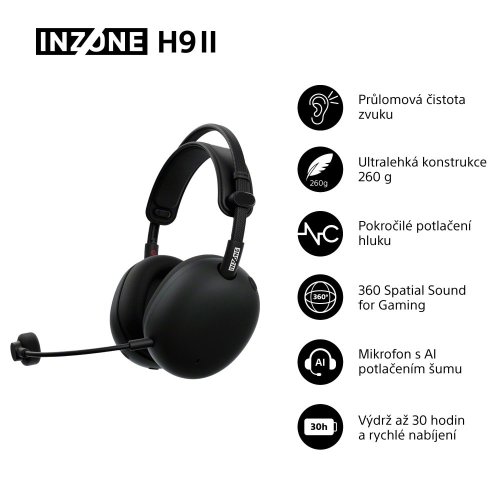 SONY INZONE H9 II Black - Gaming sluchátka (WH-G910NB)