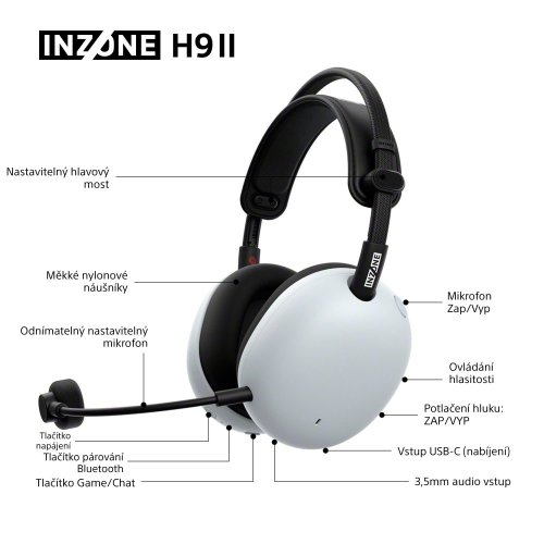SONY INZONE H9 II White - Gaming sluchátka (WH-G910NW)