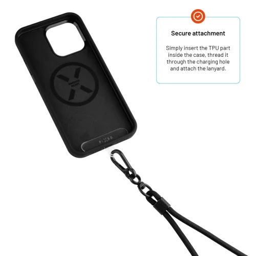 Šňůrka na krk FIXED NeckUni pro telefony se zadním krytem, černá