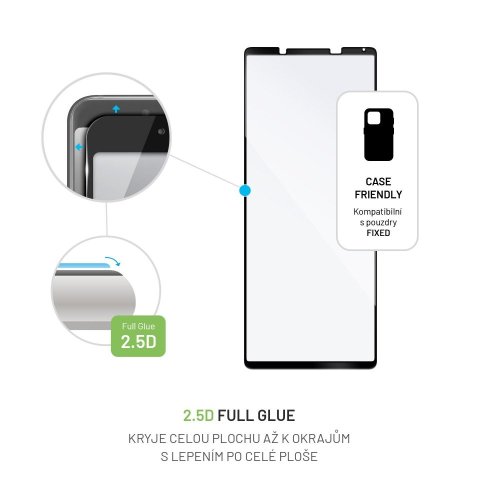 Sony Xperia 5 V - Ochranné tvrzené sklo FIXED Full-Cover, lepení přes celý displej, černé