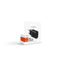 Síťová nabíječka FIXED s 2xUSB výstupem, 17W Smart Rapid Charge, černá