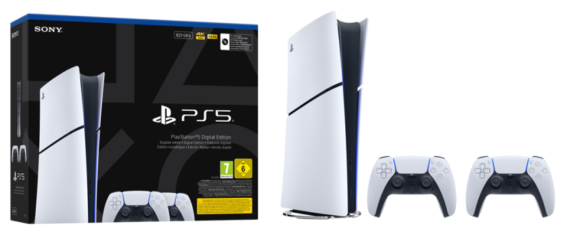 PlayStation 5 Slim, SSD 825GB Digital 2X DualSense + hra Astro's Playroom (verze bez mechaniky)