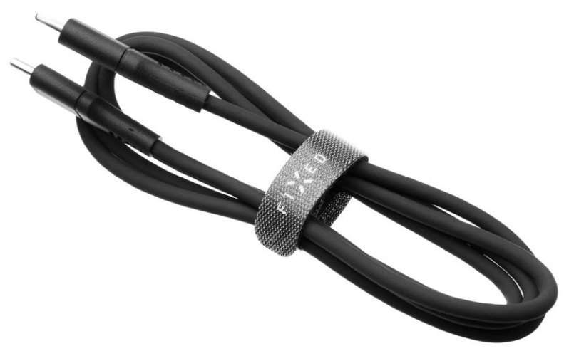 Nabíjecí a datový Liquid silicone kabel FIXED s konektory USB-C/USB-C a podporou PD, 1.2m, USB 2.0, 60W, černý