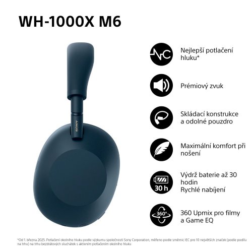 SONY WH-1000XM6 Blue (Bluetooth sluchátka s noise cancelling)