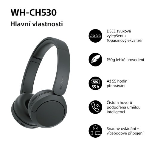 SONY WH-CH530 Černá (Bluetooth sluchátka)