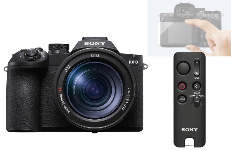 SONY Cyber-shot DSC-RX10 V (ultrazoom fotoaparát vše v jednom) + SONY RMT-VP2 (Bluetooth spoušť) + SONY PCK-LG2 (Ochranné sklo na displej)