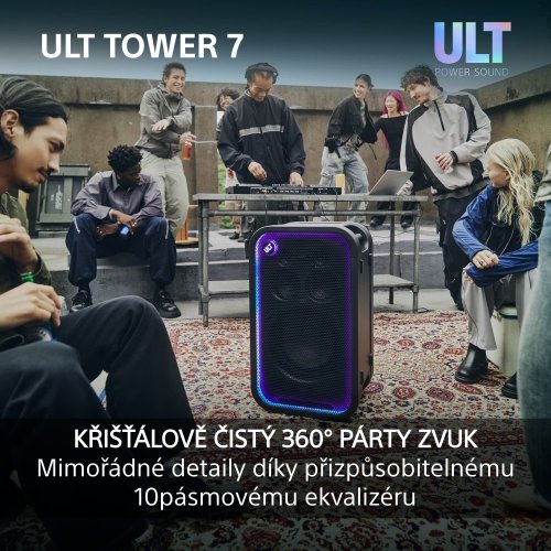 SONY ULT TOWER 7  - výkon 420W, výdrž baterie až 30h (SRSULT700) + SONY ULT MIC (Party, karaoke mikrofony - 2 kusy v balení)