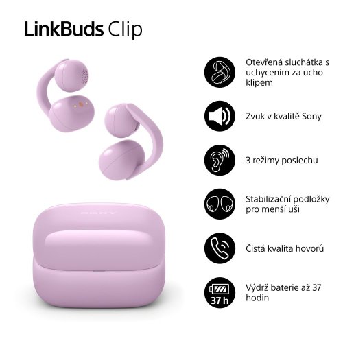 SONY LinkBuds Clip fialová (WF-LC900V) - bezdrátová sluchátka