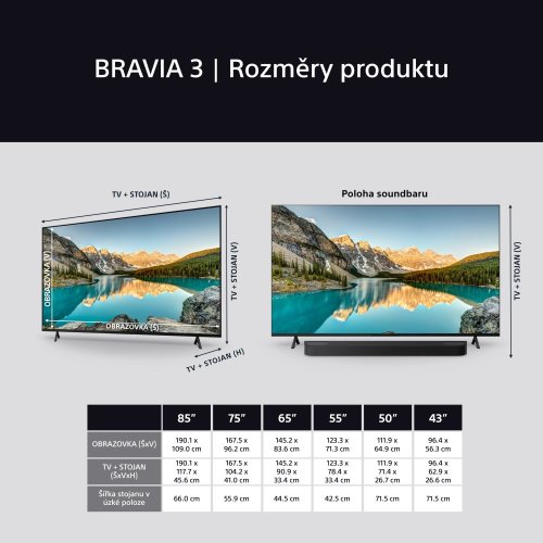 SONY BRAVIA 3 | 50" 4K HDR Direct LED, Google TV (K50S35)