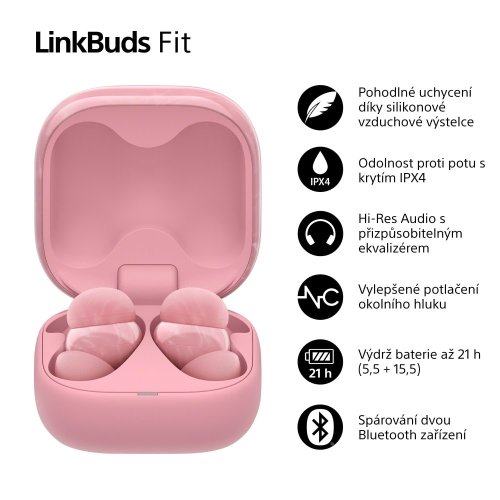 SONY Linkbuds Fit Růžová - Bluetooth sluchátka s noise cancelling (WF-LS910NP)