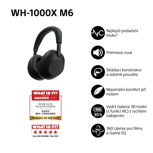 SONY WH-1000XM6 Black (Bluetooth sluchátka s noise cancelling)