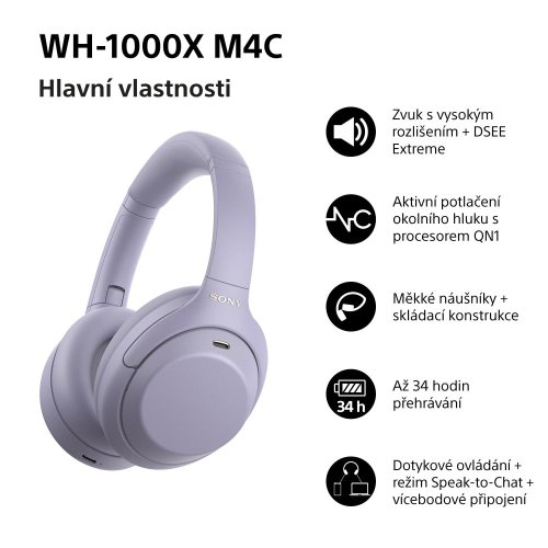 SONY WH-1000XM4C Lavender (Bluetooth sluchátka s noise cancelling)