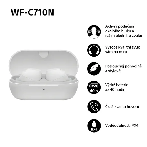 SONY WF-C710N Bílá (Bluetooth sluchátka s noise cancelling)