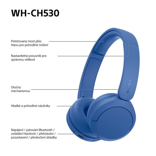 SONY WH-CH530 Modrá (Bluetooth sluchátka)