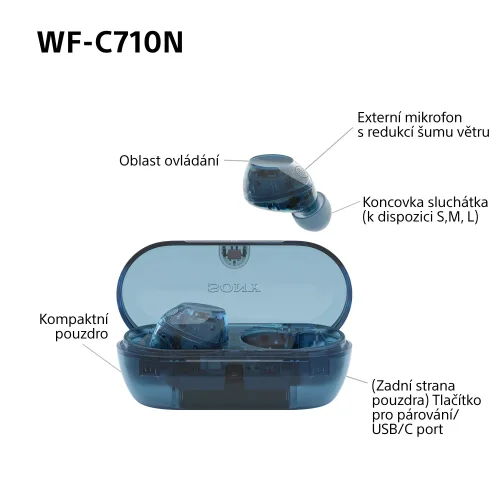 SONY WF-C710N Skleněná modrá (Bluetooth sluchátka s noise cancelling)