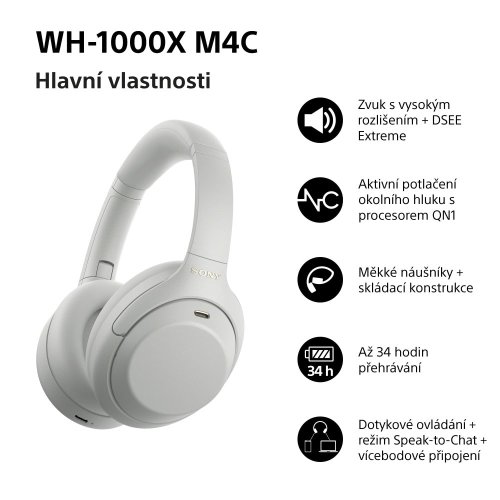 SONY WH-1000XM4C Platinum Silver (Bluetooth sluchátka s noise cancelling)
