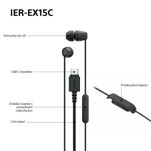 SONY IER-EX15C Bílá (Kabelová sluchátka s USB-C a mikrofonem)