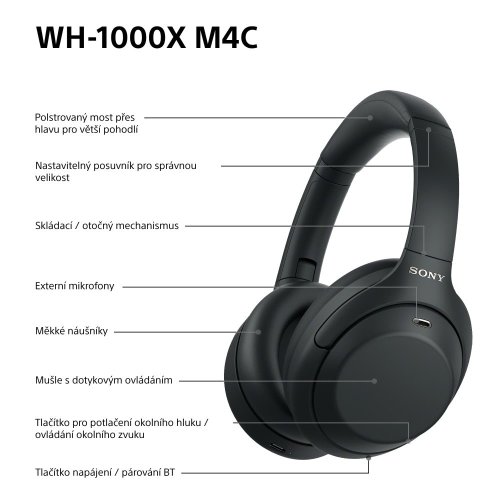SONY WH-1000XM4C Black (Bluetooth sluchátka s noise cancelling)