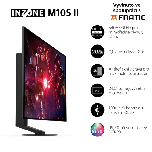 SONY INZONE M10S II (SDM-27Q102) - herní monitor 27", 1440p, OLED, 540Hz, 0.02ms
