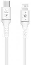 Datový a nabíjecí kabel FIXED s konektory USB-C/Lightning a podporou PD, 1 metr, MFI certifikace, bílý