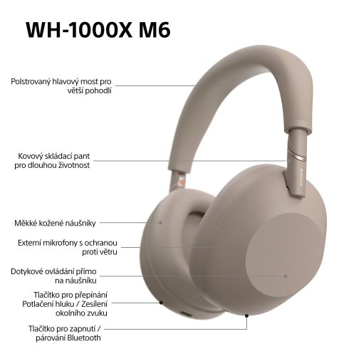 SONY WH-1000XM6 Sandstone (Bluetooth sluchátka s noise cancelling)