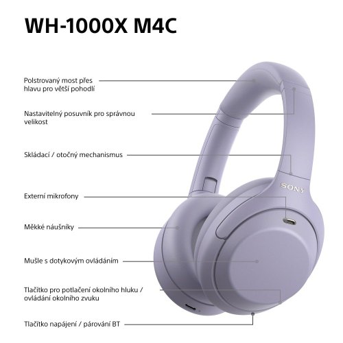 SONY WH-1000XM4C Lavender (Bluetooth sluchátka s noise cancelling)