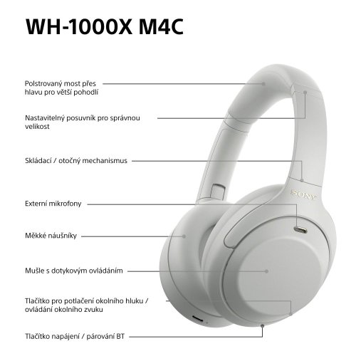 SONY WH-1000XM4C Platinum Silver (Bluetooth sluchátka s noise cancelling)