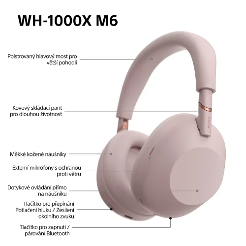 SONY WH-1000XM6 Sand Pink (Bluetooth sluchátka s noise cancelling)