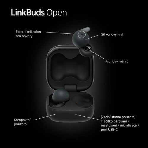 SONY LinkBuds Open Černá - Bluetooth sluchátka (WF-L910B) - ROZBALENO