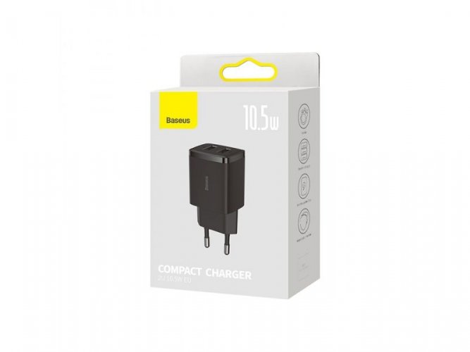Síťová nabíječka Baseus Compact Charger 10.5W Černá (2x USB port)