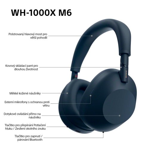 SONY WH-1000XM6 Blue (Bluetooth sluchátka s noise cancelling)