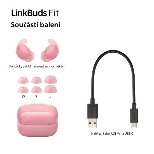 SONY Linkbuds Fit Růžová - Bluetooth sluchátka s noise cancelling (WF-LS910NP)