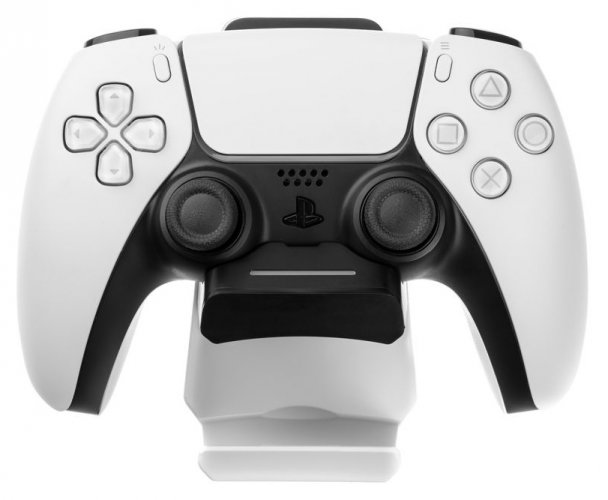 Závěsný nabíjecí dok pro ovladač DualSense PlayStation 5 s hákem pro sluchátka, černo-bílý
