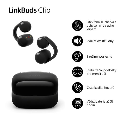 SONY LinkBuds Clip Černá (WF-LC900B) - bezdrátová sluchátka