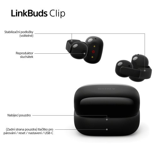 SONY LinkBuds Clip Černá (WF-LC900B) - bezdrátová sluchátka
