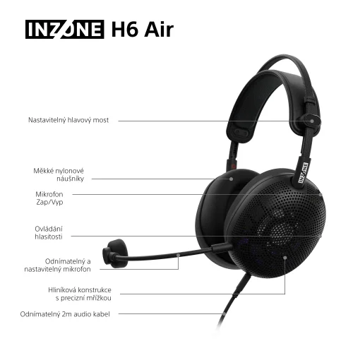 SONY INZONE H6 Black - Gaming open-back sluchátka (MDR-G600)