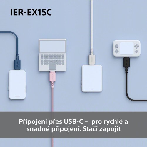 SONY IER-EX15C Růžová (Kabelová sluchátka s USB-C a mikrofonem)