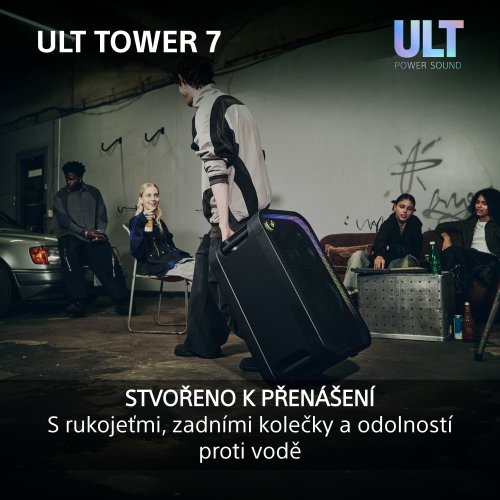 SONY ULT TOWER 7  - výkon 420W, výdrž baterie až 30h (SRSULT700) + SONY ULT MIC (Party, karaoke mikrofony - 2 kusy v balení)