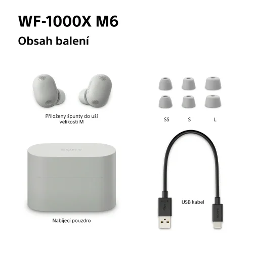 SONY WF-1000XM6 Platinum Silver (Bluetooth sluchátka s noise cancelling)